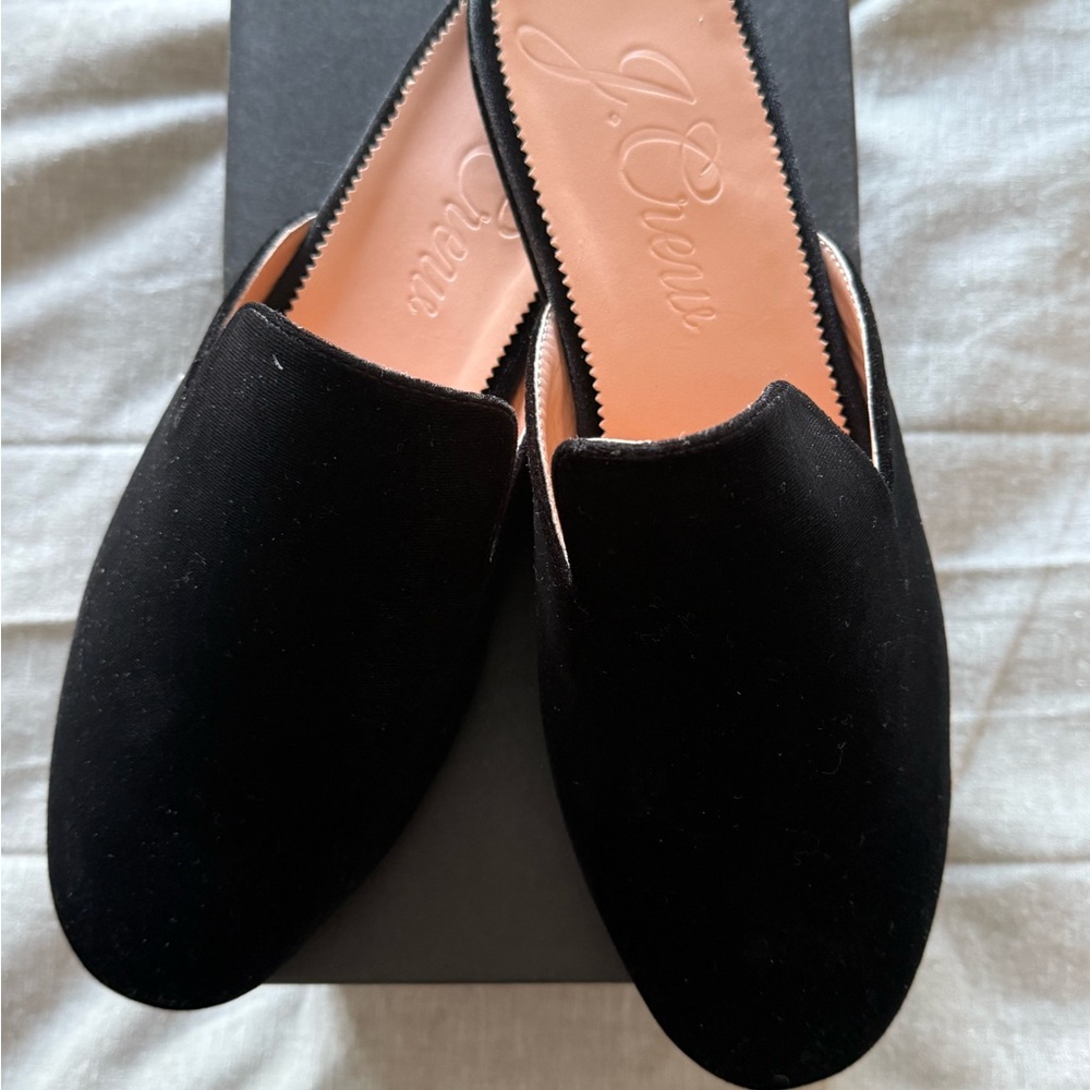 J.Crew Black Velvet Mules